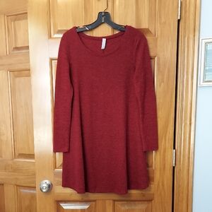 * Peppermint Chic Long Sleeve Red Orange Tweed Lightweight Medium Dress Like New